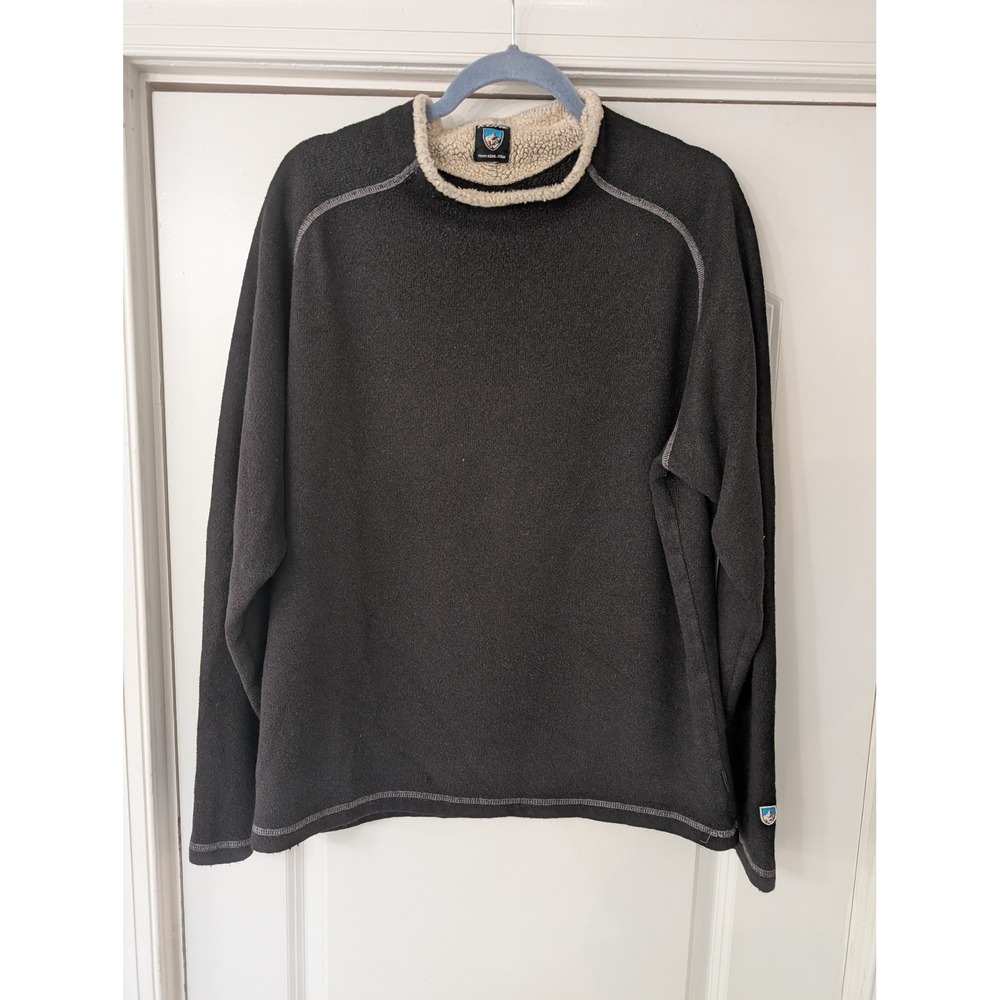 KUHL Stovepipe Fleece‎ Pullover Mens Charcoal Black Alfpaca Mock Neck outdoor